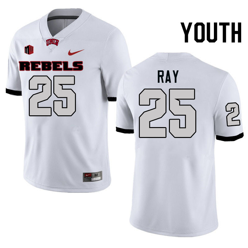 Youth #25 Rogerick Ray UNLV Rebels College Football Jerseys Stitched-White
